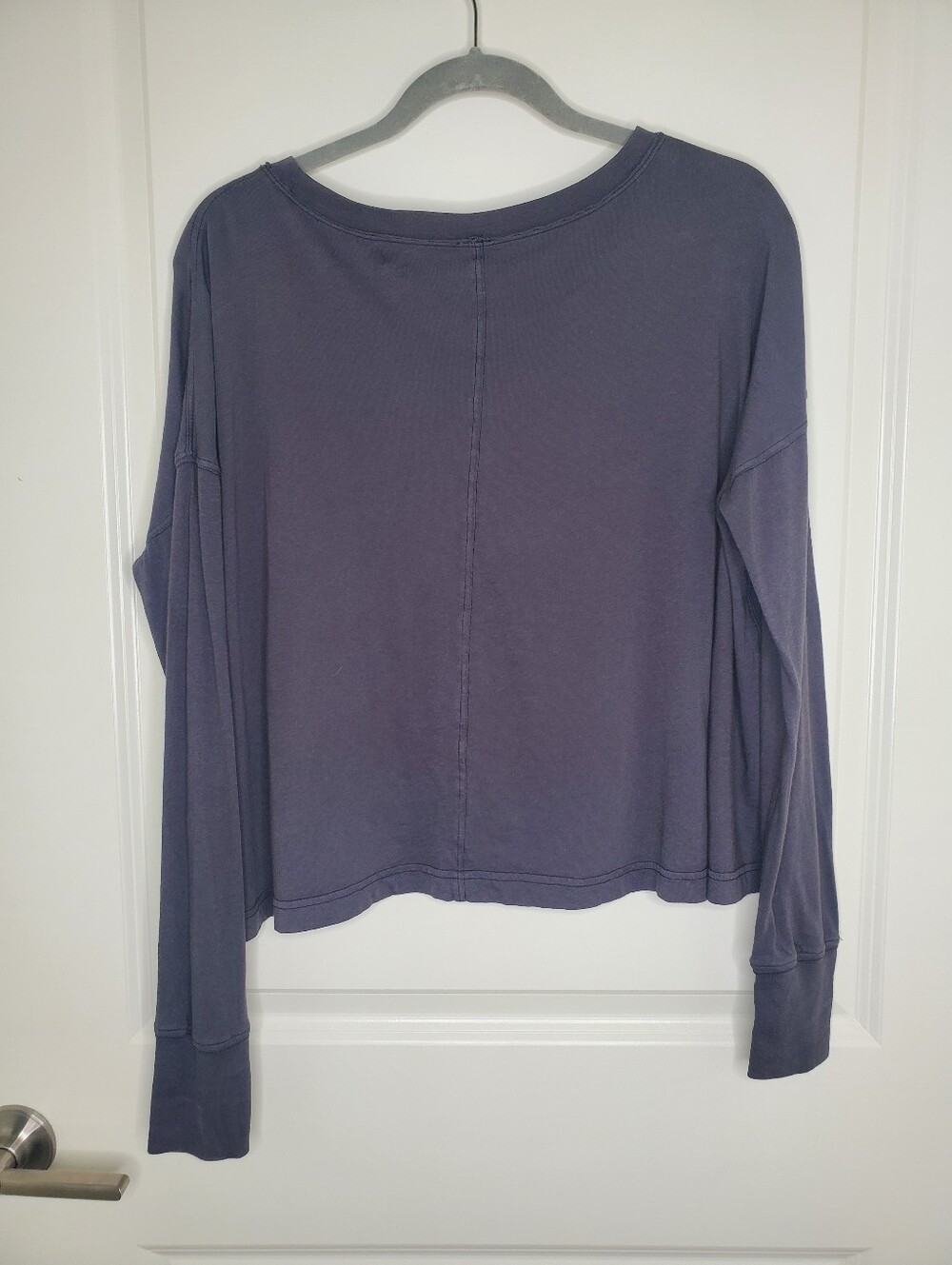 Free People Movement Victory Lap Gray Cotton Long Sleeve Top - Picture 5 of 8